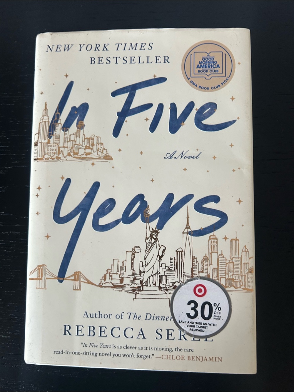 In Five Years by Rebecca Serle - Cream & Blue Hardcover